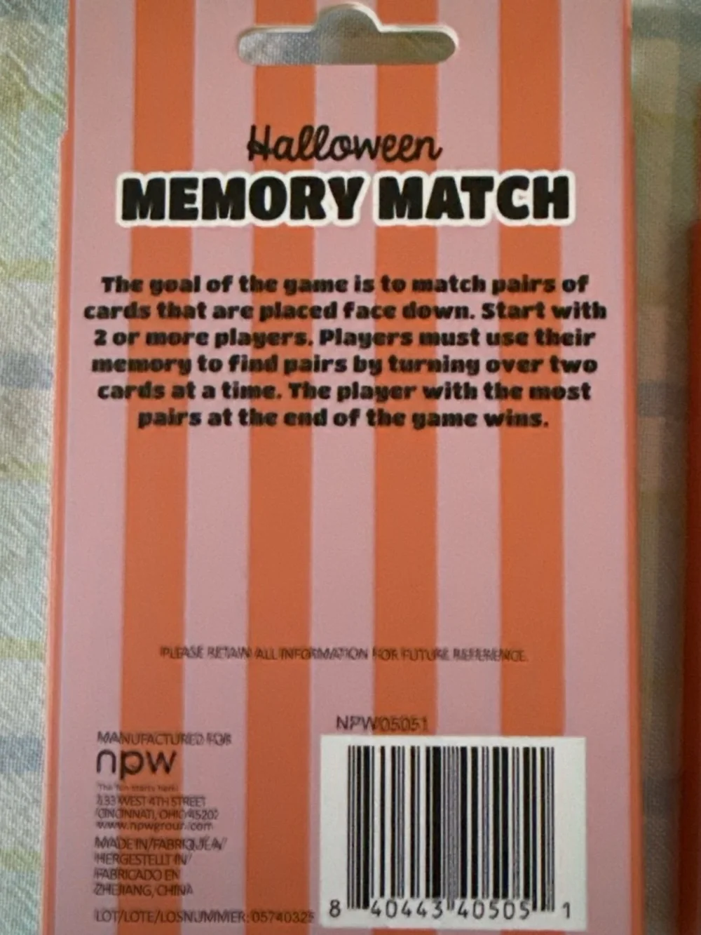 npw Halloween Memory Match Game - Pink & Purple